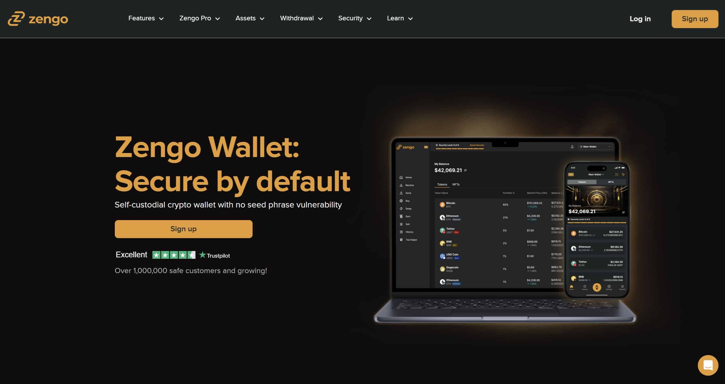 Digital nomad using a hardware wallet to securely manage USDC payments while working remotely on a laptop, representing best practices for stablecoin payroll in 2024