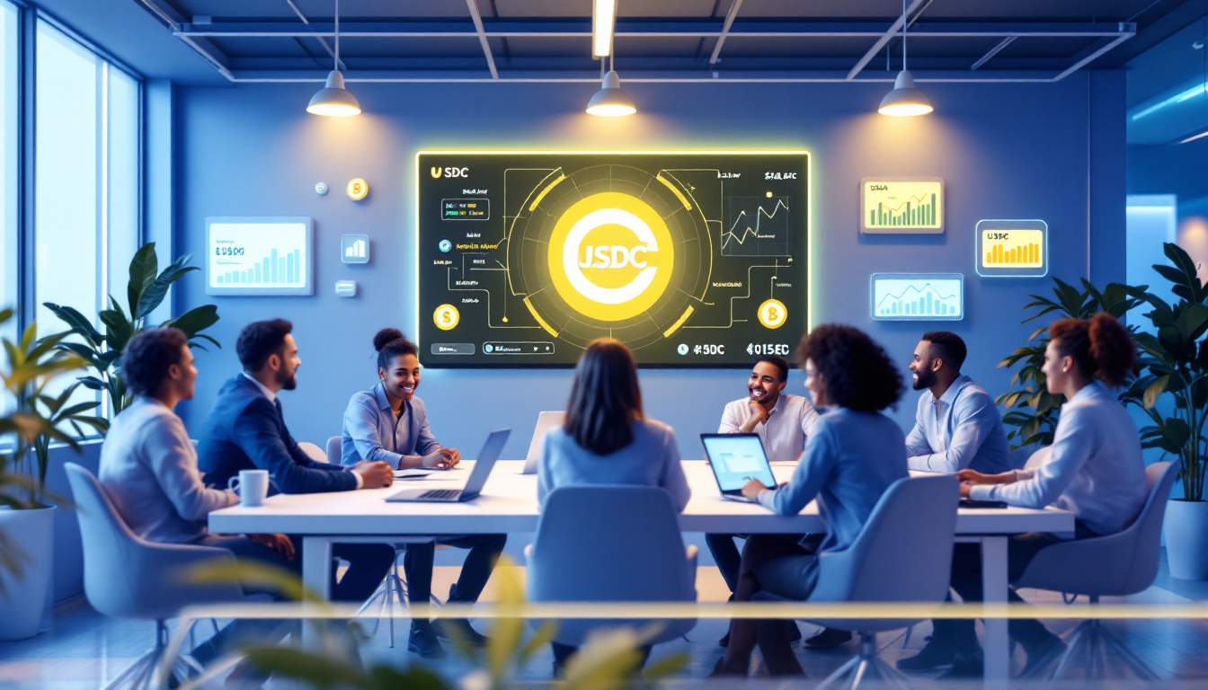 Global remote team celebrating after receiving instant USDC salary payments via crypto payroll