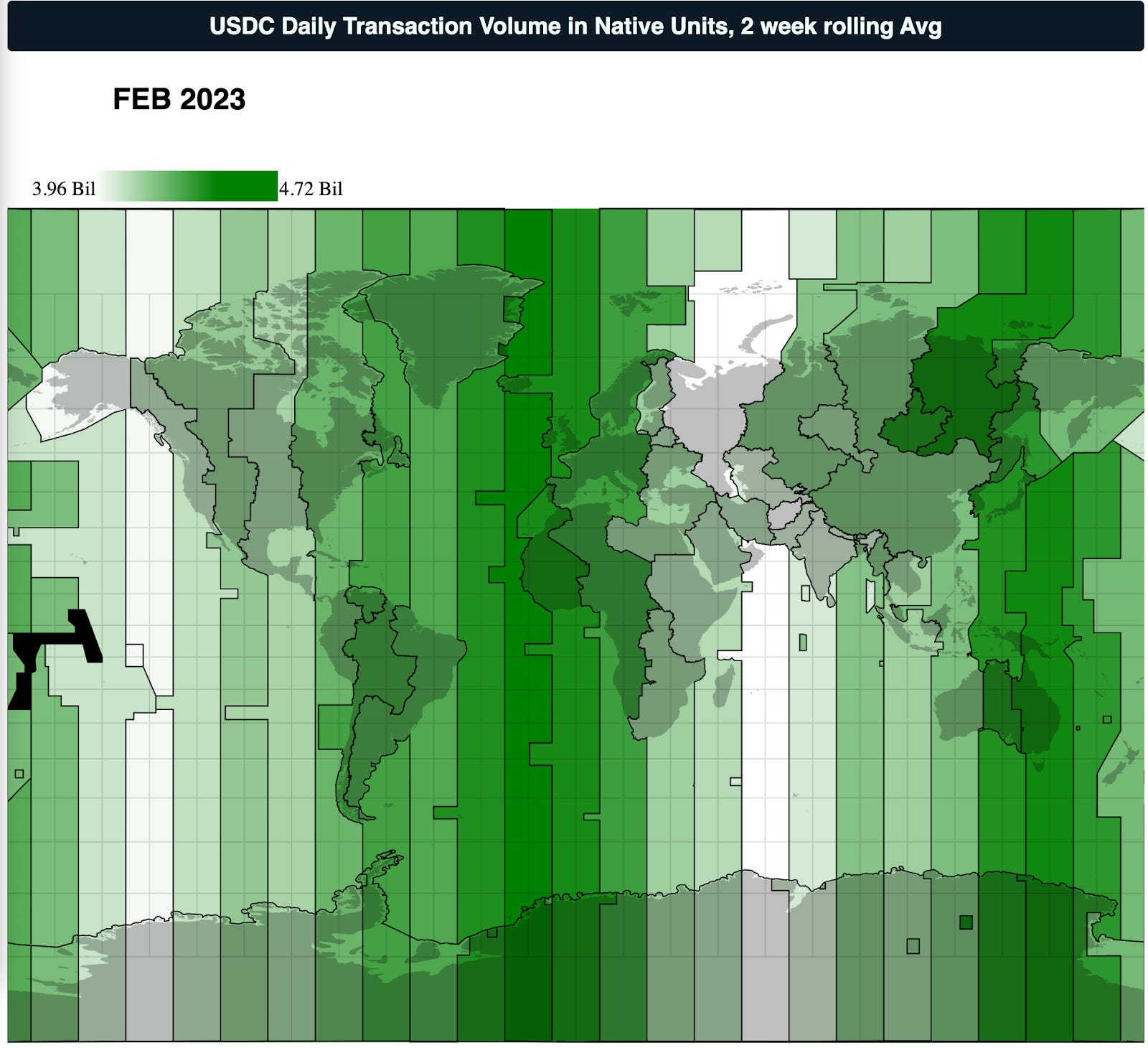 USDC instant payment global map