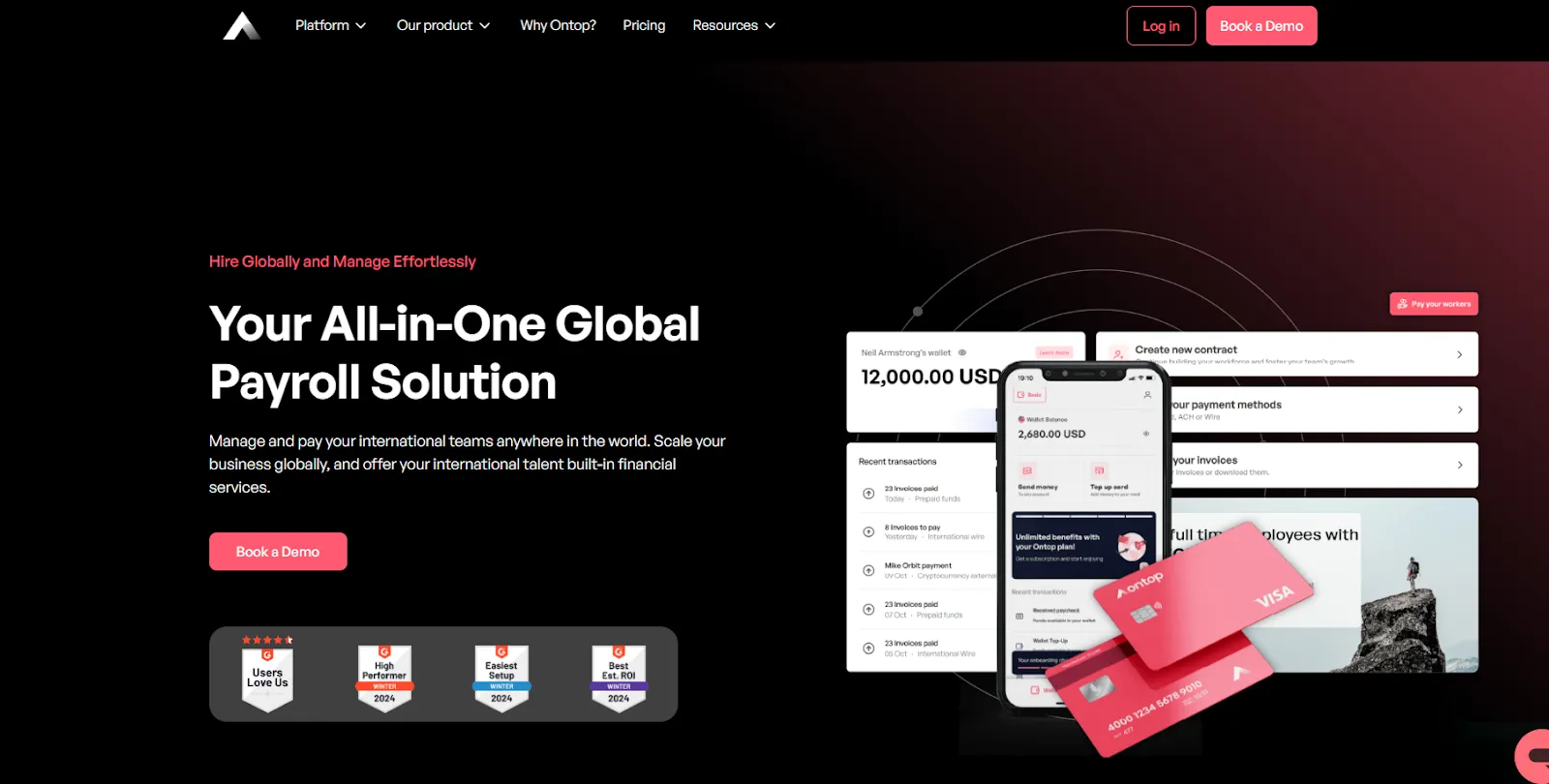 Remote USDC payroll platform dashboard