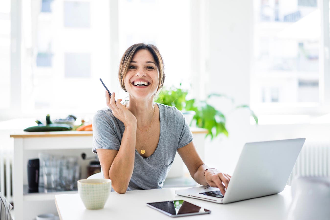 happy remote worker icon
